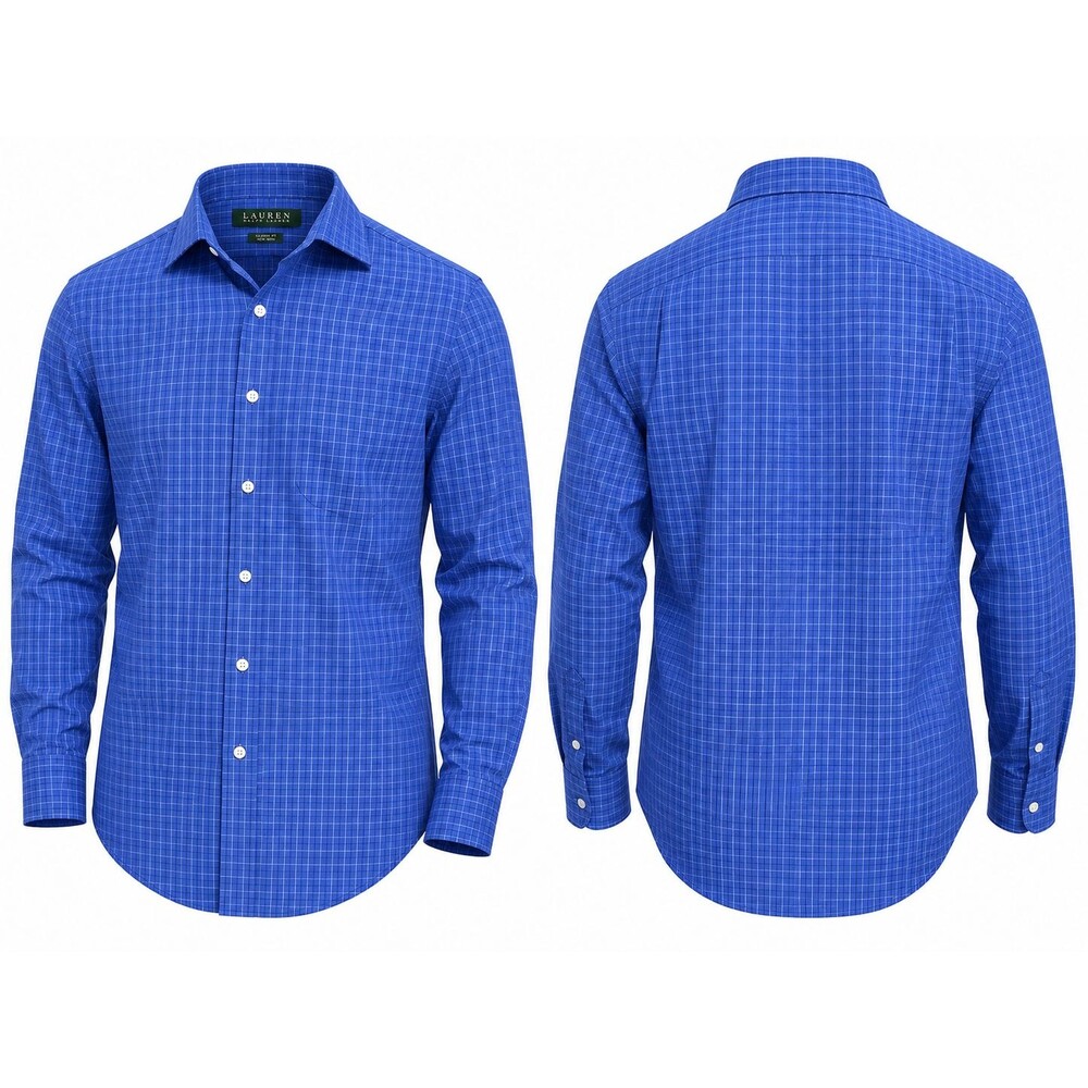 Lauren Ralph Lauren Classic Fit Non Iron Blue Check Dress Shirt 16.5 33 Mens